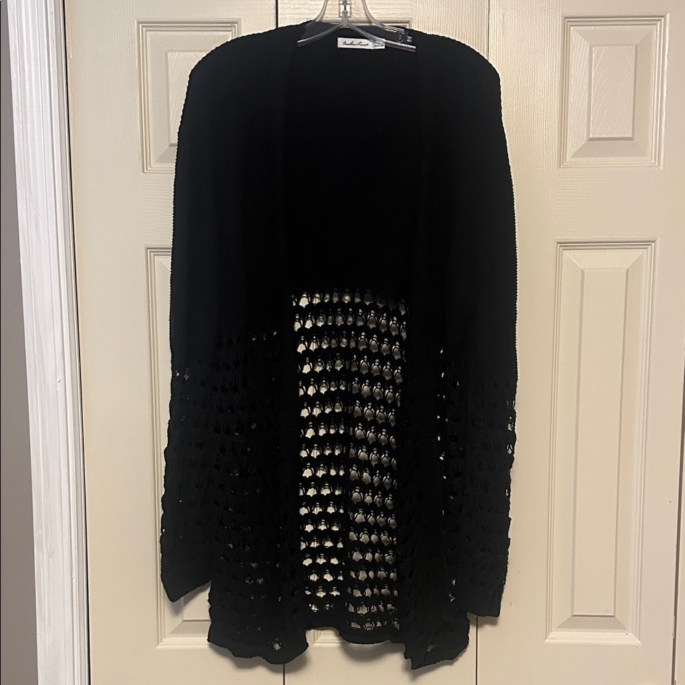 Another Love Black Open-Knit Cardigan